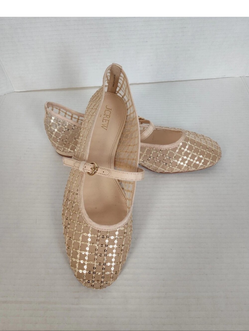J.Crew Factory Gold Sequin Mary Jane Flats Women's size 10 Shoes